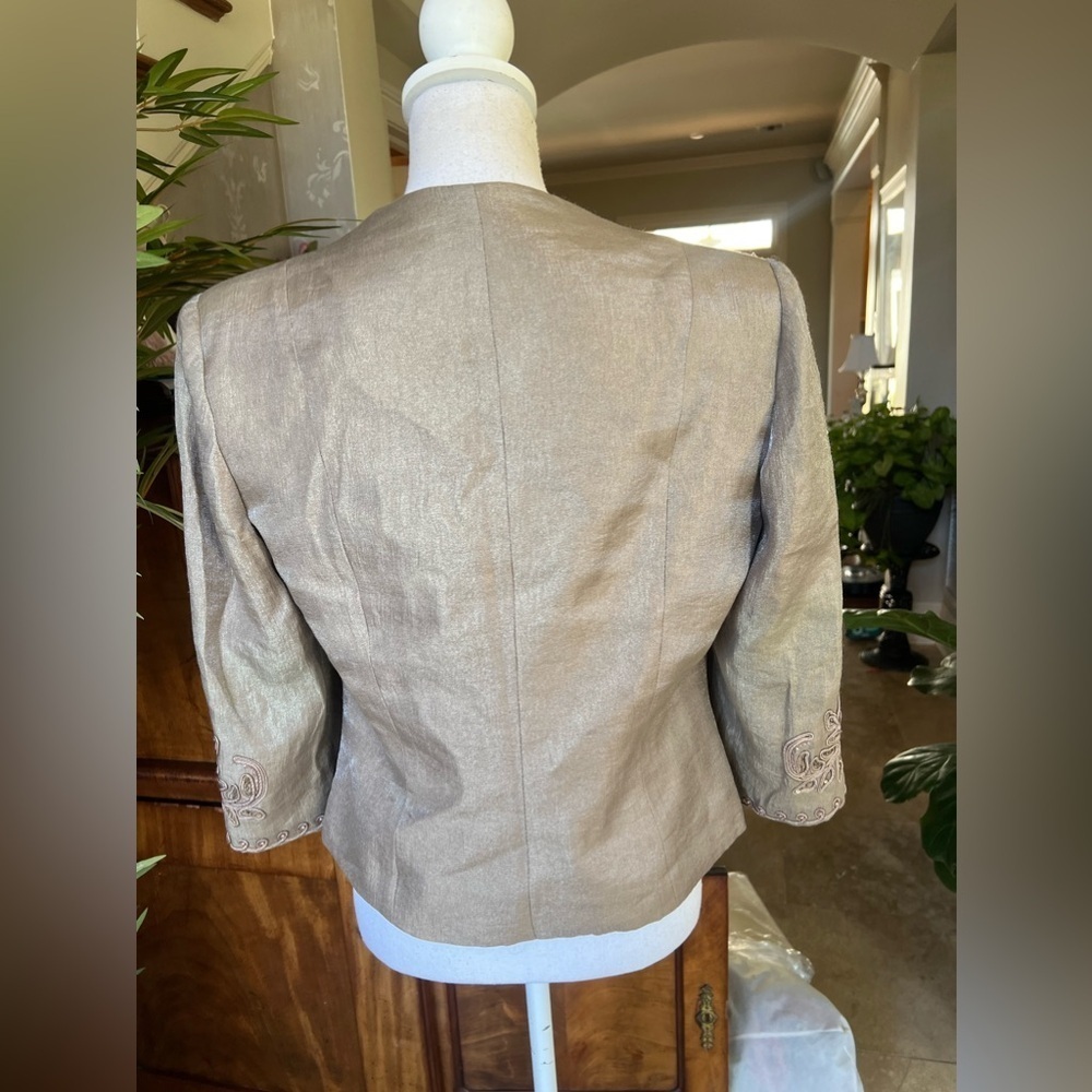 KM collections, ladies, dress jacket, size 10 decorative sleeves and front taupe - Picture 6 of 11